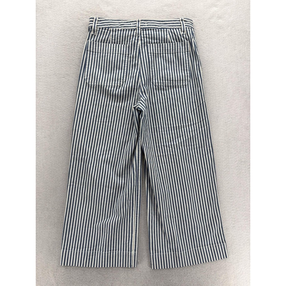 Madewell Emmett Wide-Leg Crop Pants Womens 29 Blue Striped Denim Casual Relaxed - Picture 7 of 11